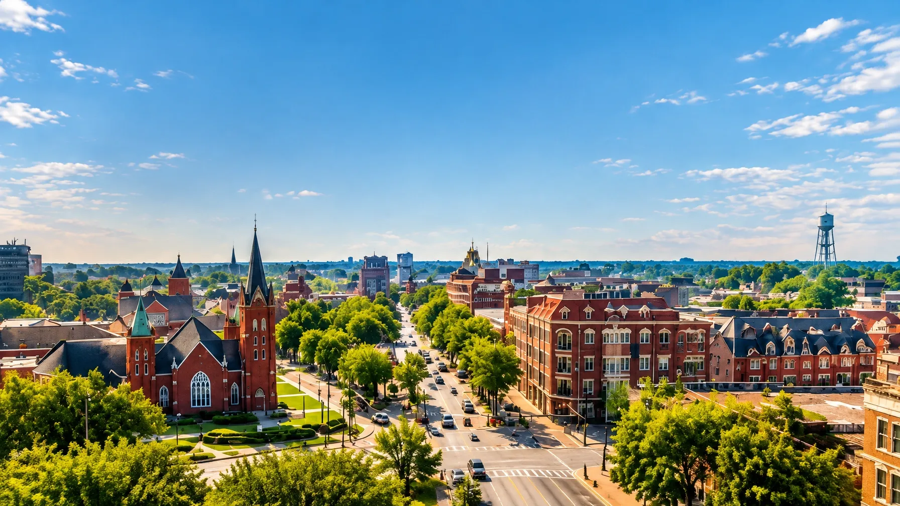 Aerial view of downtown Fayetteville, North Carolina